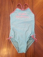 Girls 1 Piece Swimsuit Size 5/6 Ruched Side Crisscross Spaghetti Straps