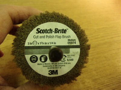NEW Scotch Brite 05974 Cut Polish Flap Brush Medium 3x1-3/4x1/4