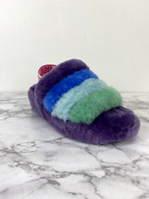 UGG Fluff Yeah Rainbow Purple Furry Women s Slides Sz 7