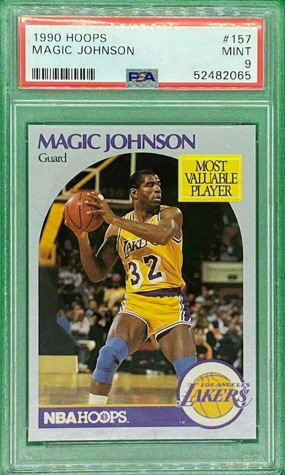 1990 Hoops Magic Johnson #157 PSA 9 MINT Los Angeles Lakers FRESH GRADE QR CODE