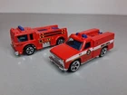 Vintage Hot Wheels- 1974 Red Emergency Squad Unit & 1976 FIRE-EATER Truck