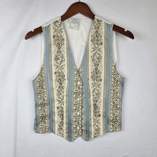 Vintage Floral Tapestry Vest Women's Large Cottagecore 80s Retro Eclectic Mom