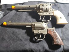 Vintage 1950's 2 HUBLEY CAP GUNS; COWBOY COWPOKE 8-1/2"