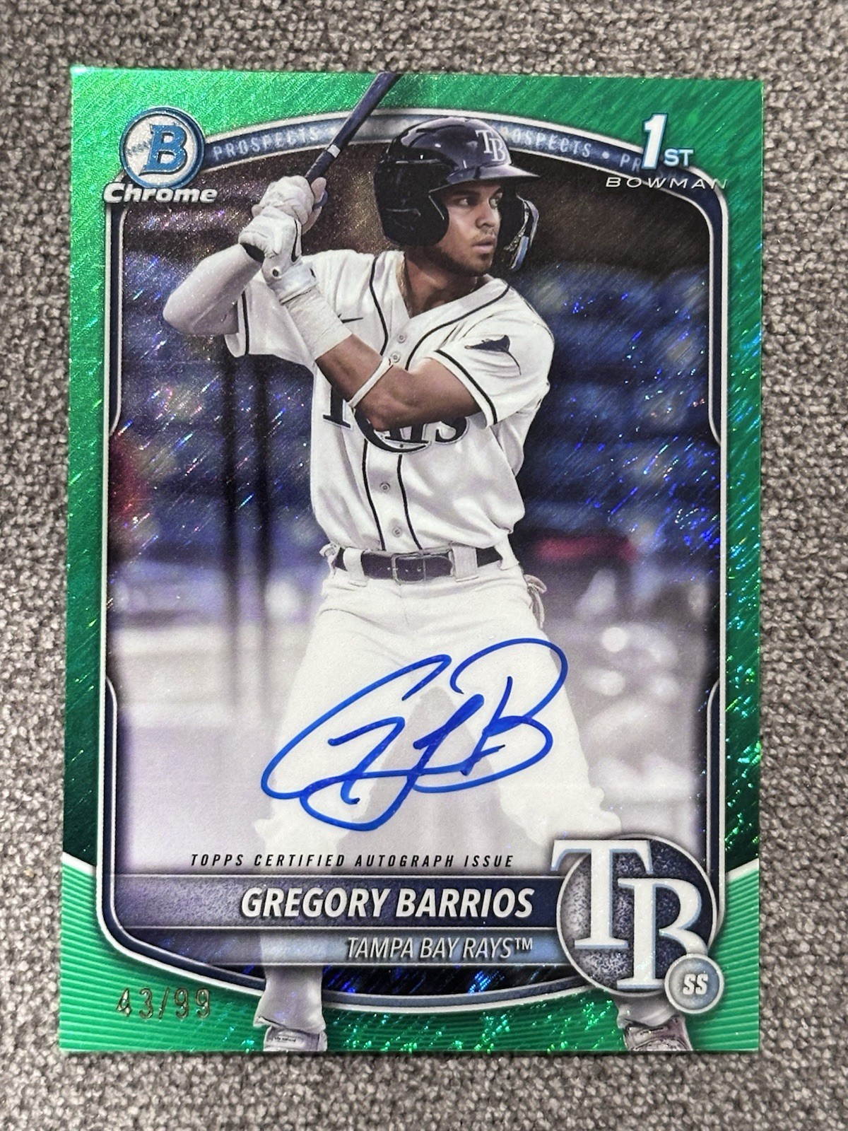 2025 Bowman Chrome Gregory Barrios Green Shimmer First Bowman Auto #43/99 CPA-GB
