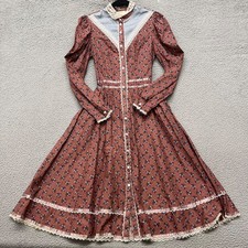 70s Gunne Sax Jessica McClintock Prairie Dress Floral Calico Cottage Victorian