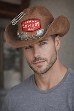 Upcycled Brown suede feel Cowboy Hat orange Patch - Western STYLE.