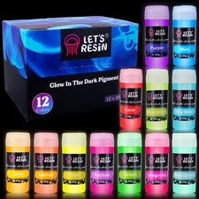 12 Colors Glow in The Dark Pigment Powder - 20g/0.7oz Each Bottle Epoxy Resin...