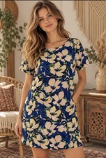 NWOT J. Crew Dress Bold Blue Green Pink Floral Shift Size 2 Lined Short Sleeve