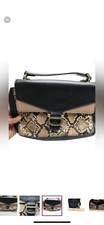 Women’s Nine West Black beige snake skin faux leather handbag Chain