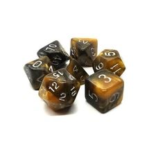 Old School Dice Polyhedral Dice Poly Set Molten Gold w/Silver (7) New