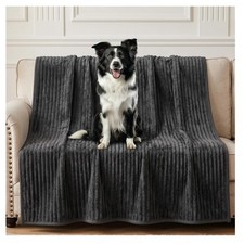 Waterproof Dog Blanket, 40" x 60", Grey Throw Blanket for Couch