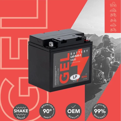 Motorrad L60-N30-3 Gel LP Batterie 30Ah/10h,300CCA passend für BMW R 80 247 1984-1995 - Bild 3 von 12