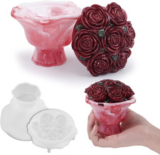Epoxy Resin Storage Box Silicone Molds Rose Bouquet Jar Rose Shape Candle Jar wi