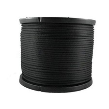 QNR 1/4" Black Polyester Rope, Solid Braid Dacron Utility Rope, 500 foot spool