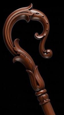 Wooden CROZIER Polish Staff Crosier Bishop Quality Craftsmanship, 70'' Christmas