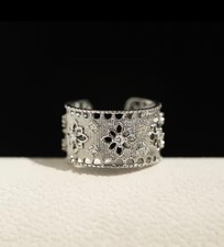 Silver Elegant Flower Zircon Studed Adjustable Ring