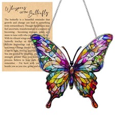 Butterfly Gifts for Women, Acrylic Butterfly Suncatcher Ornament Faux Stained...
