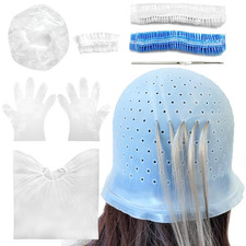 9 Pcs Hair Highlighting Kit with Cap Silicone Highlight Cap with Holes Highli...