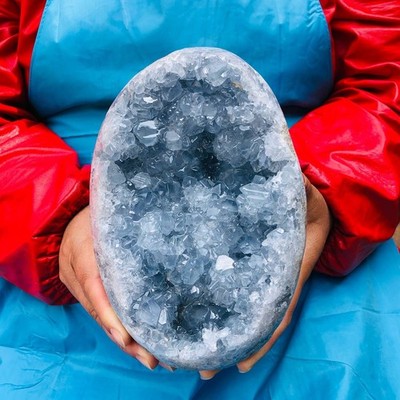 7.54LB Natural Blue Crystal Cave Quartz Crystal Mineral Specimen Reiki Healing