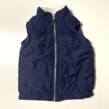 Carter's Full Zip Puffer Vest Size 12M Navy Warm Cozy Fleece Lined  Sherpa Neck