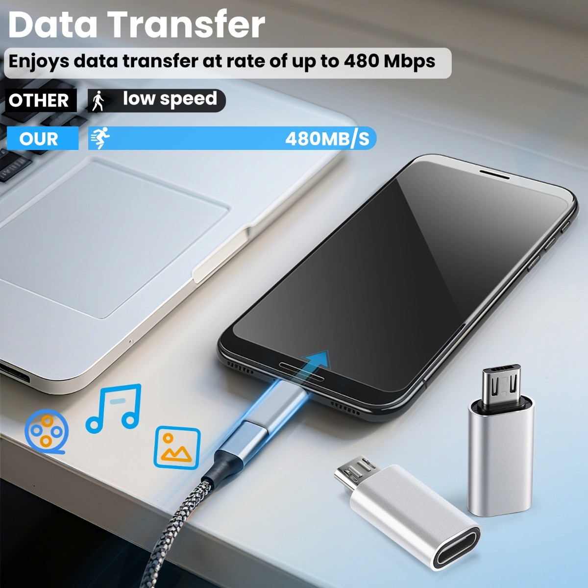 Type C Female to Micro USB Male Port Converter Charge Data Sync Adapter US Stock