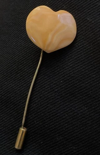 Vintage Miriam Haskell Signed 2.5" Goldtone Heart Pearl Stick Pin