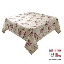 Floral Print Square Tablecloth 38 x 38 Inch 38" x 38" Square Clr 010 Beige
