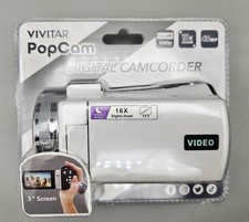 Vivitar DVRE507-White PopCam Digital Camcorder, 48MP, Full HD 1080p Video Camera