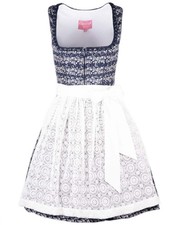 Dirndl Minna 50cm Länge marine dunkelblau weiß Blümchen Schürzenband
