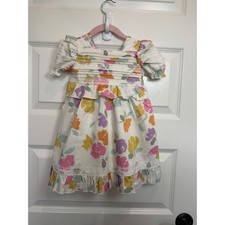 8.Lil Lemons For Love  Lemons Girls Floral Lace Pintuck Ruffle Dress Ivory