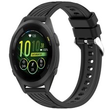 For Garmin Forerunner 265S Stripe Texture 18mm Silicone Strap Black 