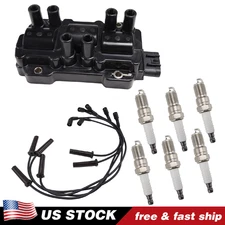 Set Of Ignition Coil +Spark Plug +Wire For Chevrolet GMC Pontiac Saturn UF434