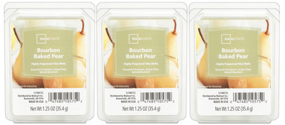 3 Mainstays BOURBON BAKED PEAR Highly Fragranced Scented Wax Cube Melts