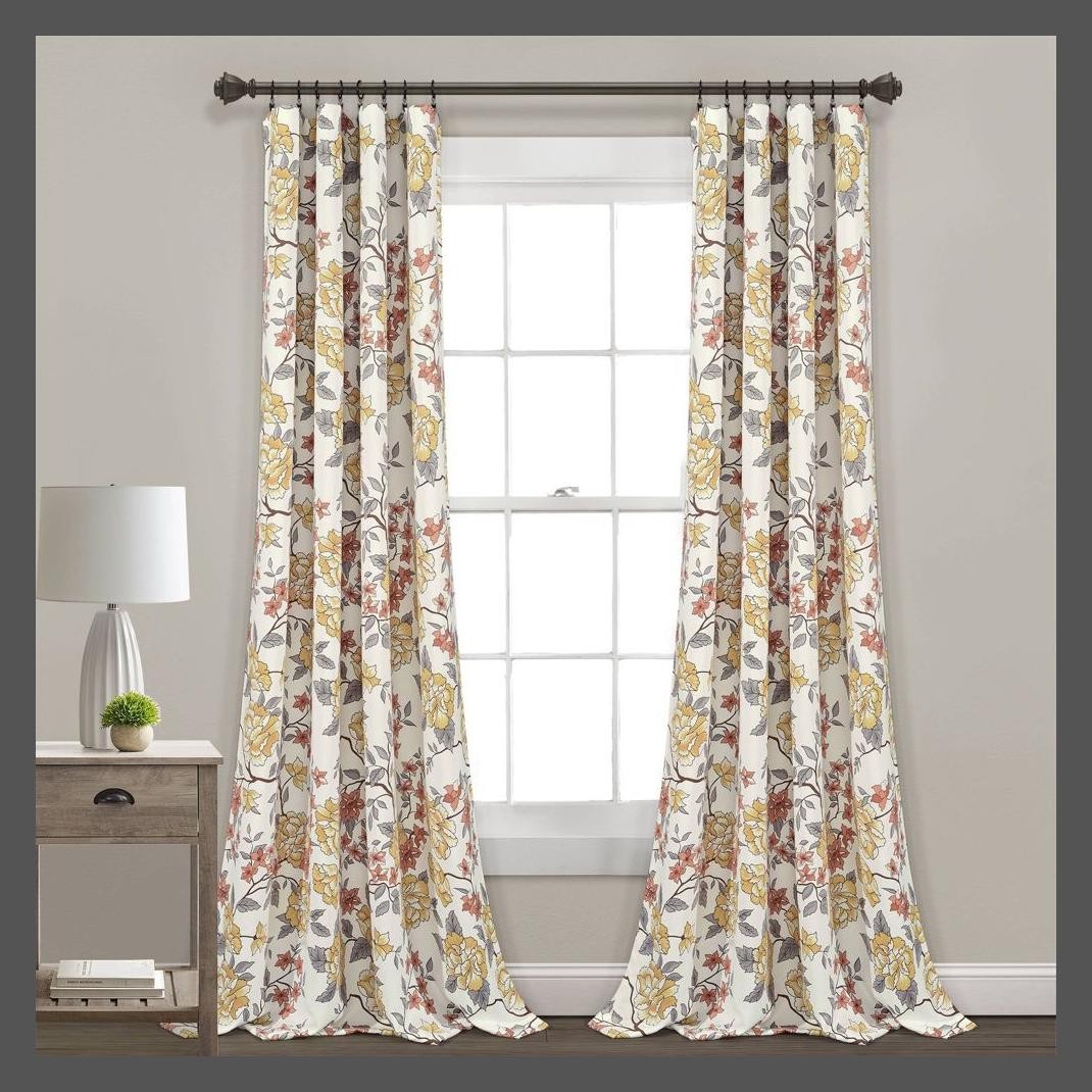 Set of 2 84x52 Ivana Floral Light Filtering Window Curtain Panels White 5090₽