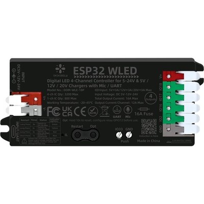 ESP32 WLED LED Strip Controller 4 Channel Outputs 15A Fuse Link TI ESP32 WLED LED Strip Controller 4 Channel Outputs 15A Fuse Link TI