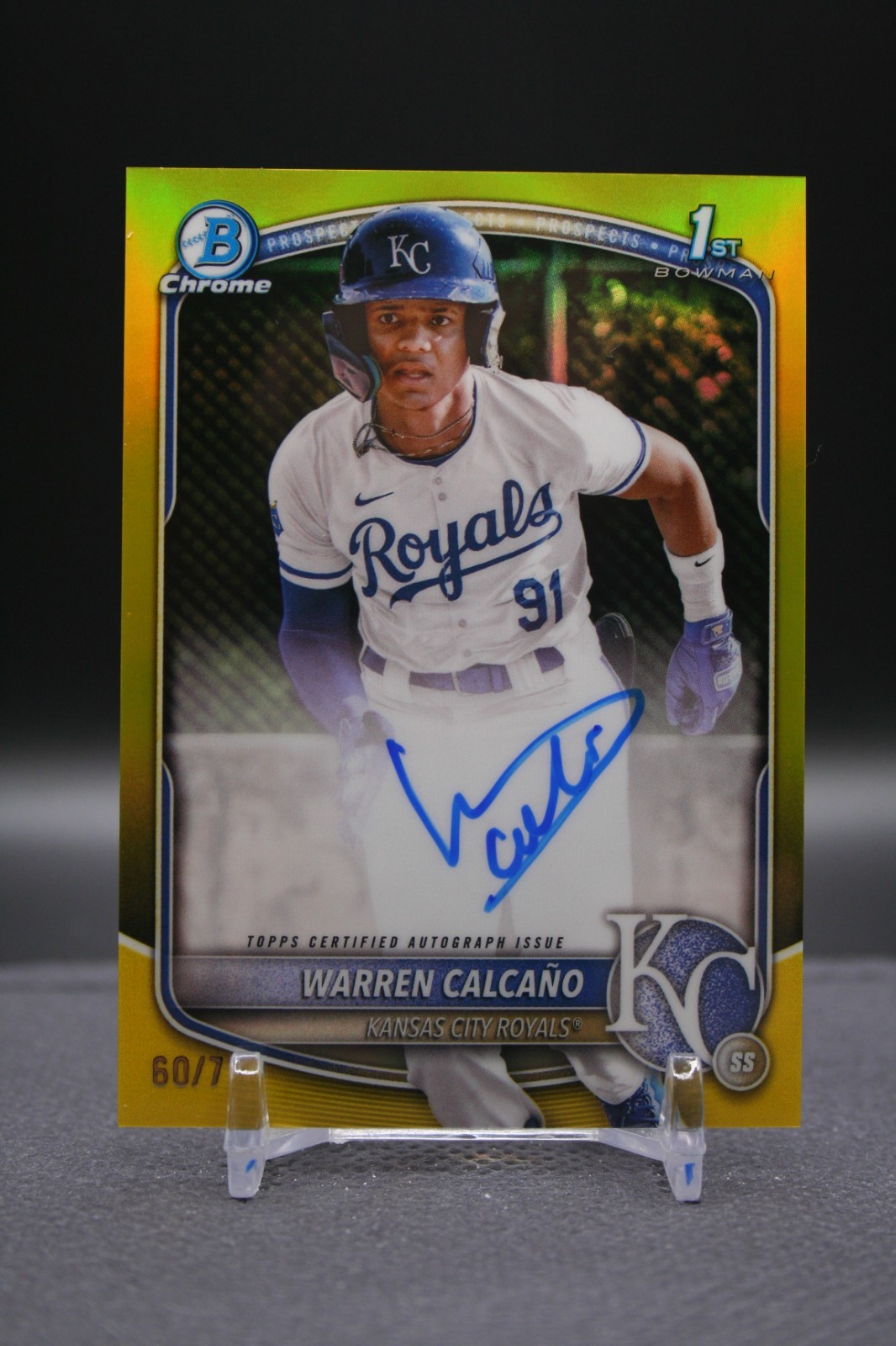 2025 Bowman Chrome | Warren Calcano | 1st Bowman Yellow Auto /75 | Royals