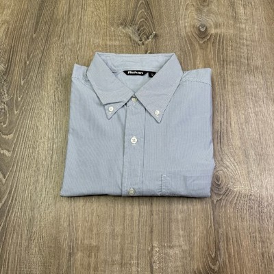 Rohan Mens Blue Striped Pattern Long Sleeve Button-Down Worldview Shirt Size M