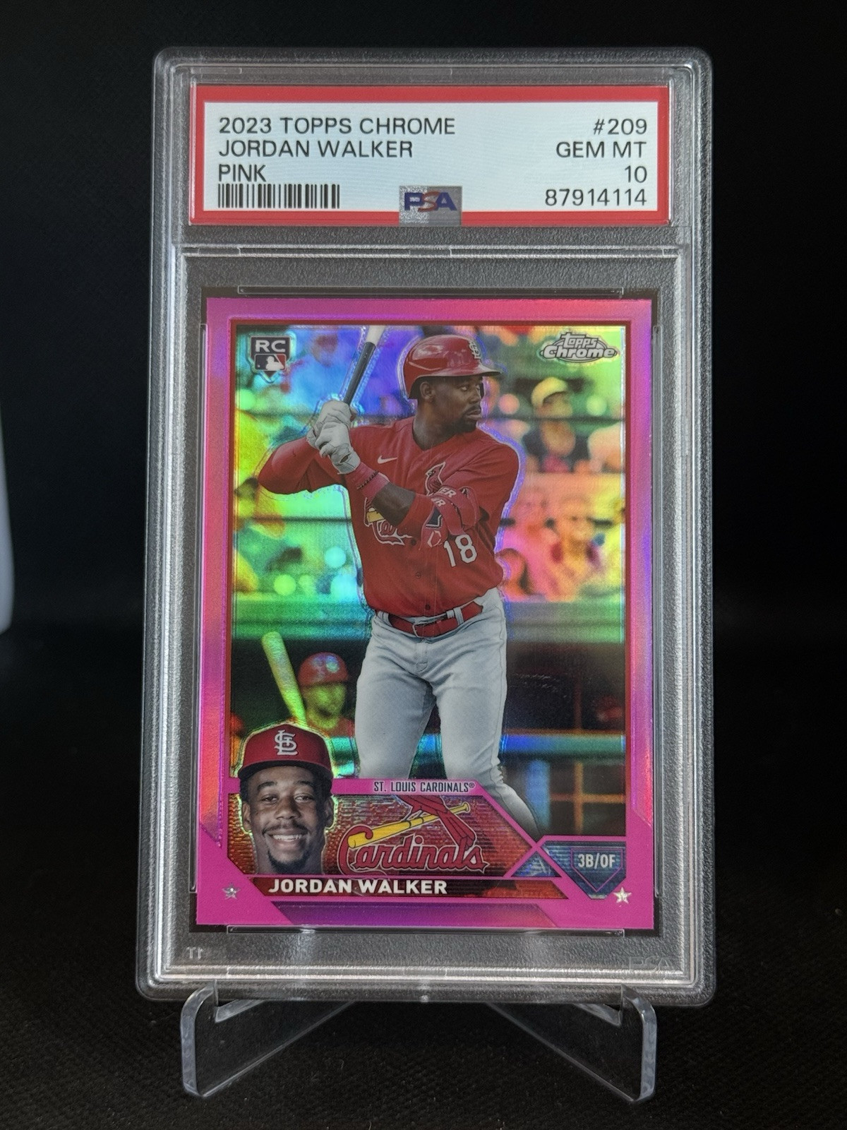2023 Jordan Walker Topps Chrome Pink Refractor Rookie #209 PSA 10 Gem Mint RC