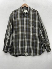 Eddie Bauer Men's XXL Button Down Shirt Regular 100 Cotton Green Plaid
