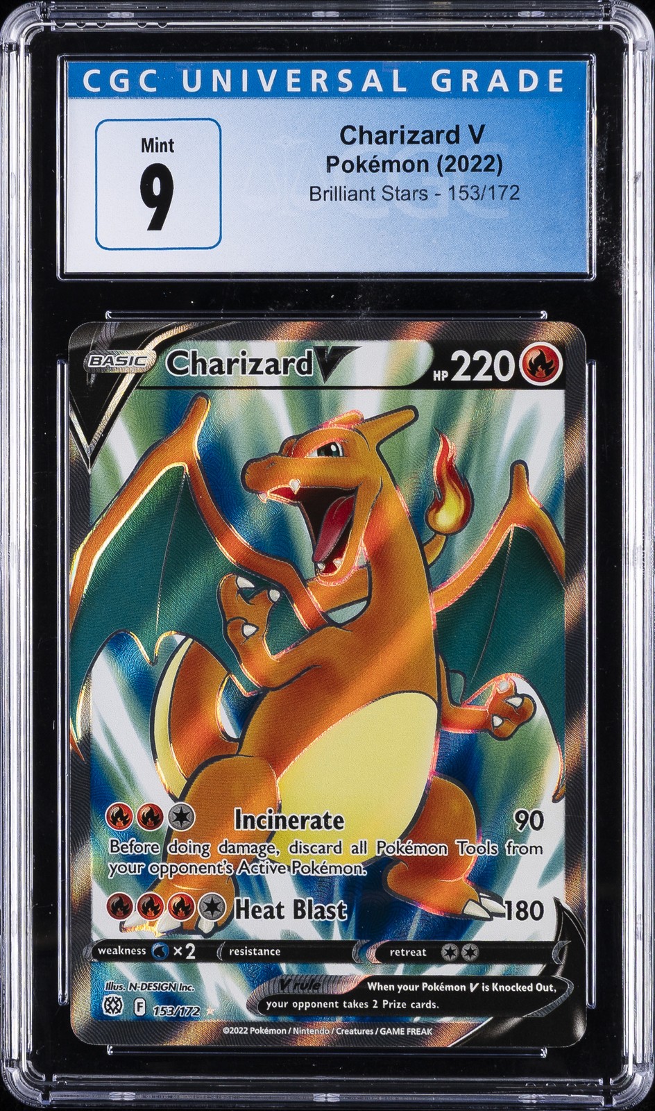 2022 POKEMON 2022 BRILLIANT STARS #153/172 CHARIZARD V CGC 9