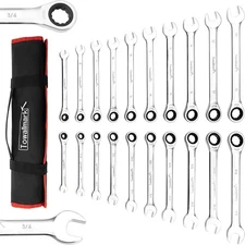 20-Piece Combination Ratchet Wrench Set Tool Kit Metric Standard w Storage Bag