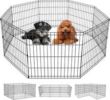 24 Inch Dog Pen 8 Panel Dog Playpen Indoor Outdoor Metal Puppy Pet Fence Portabl