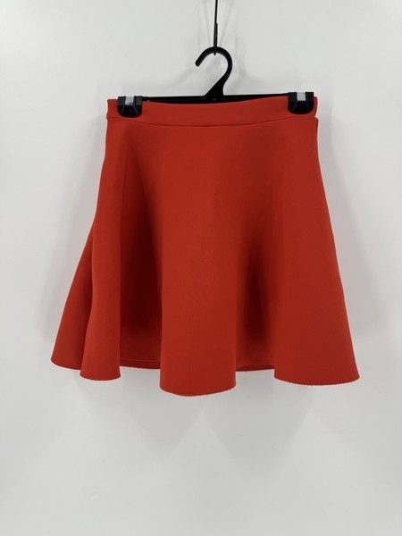 Spring and autumn orange-red fashionable and versatile solid color A-line skirt