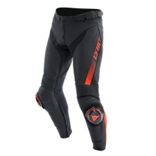 Jeans Moto Dainese Super Speed Nero/Rosso Fluo Sport Touring Urban Pelle