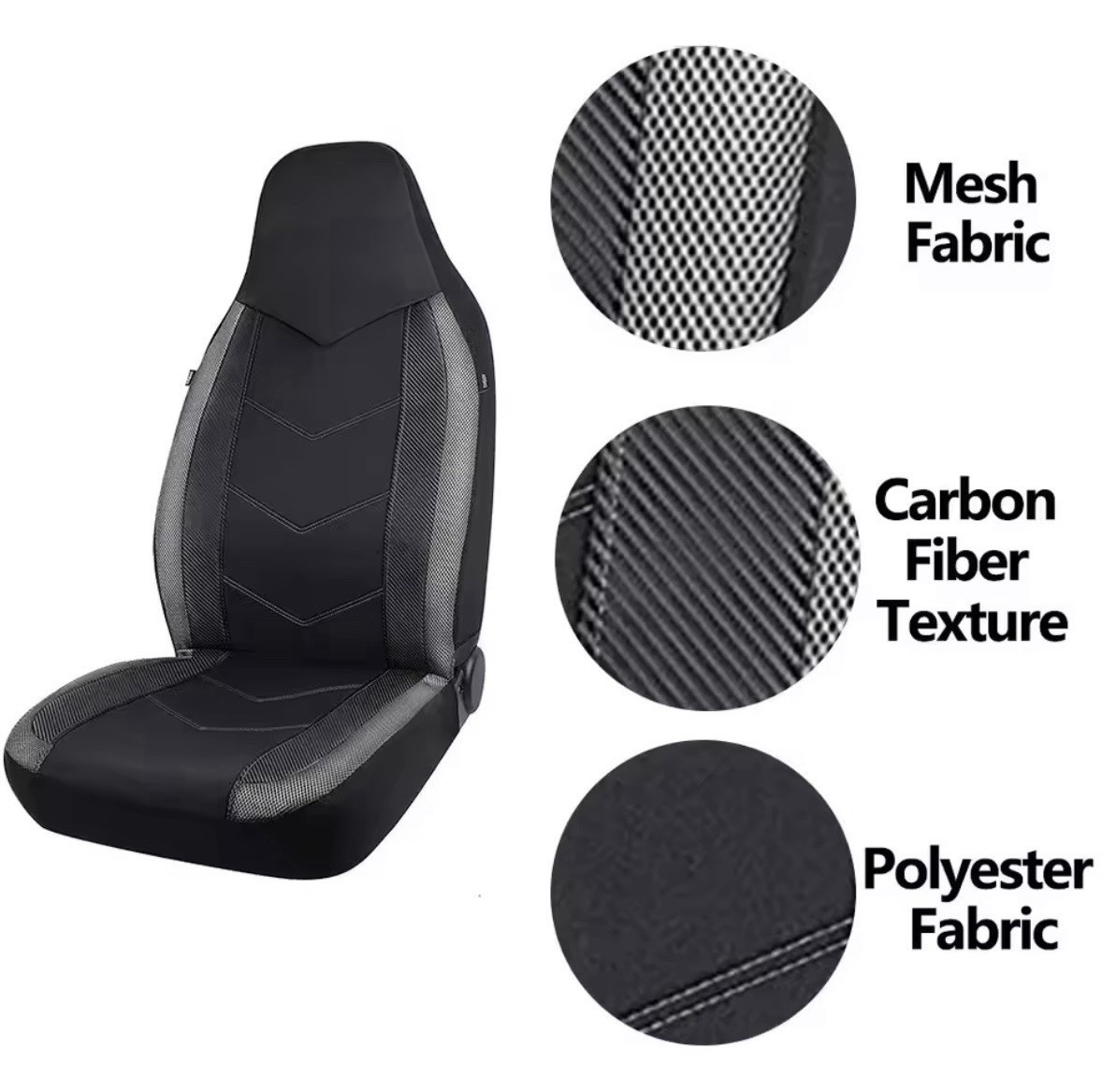 Coppia Coprisedili Auto Universali Sedili Sportivi Tessuto Traspirante Airbag - Miniatura 3