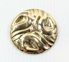 Gold Tone Round Textured Scarf Dress Clip 