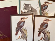 Lot of 6 Vintage QANTAS In-Flight  Menus Captains Club 1980s