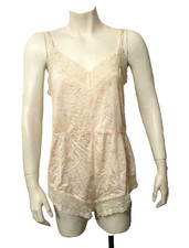 Vtg Christian Dior Intimates Floral Lace Trim Teddy Romper Bodysuit M USA made
