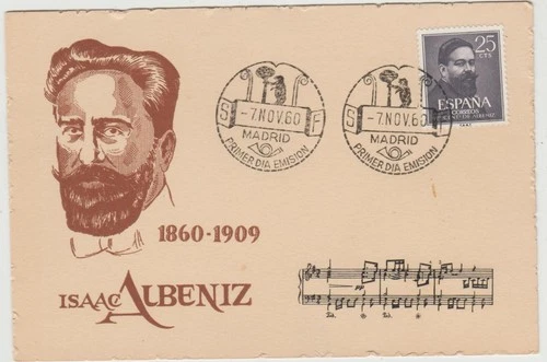 Spain 1960 FDC/Maxi Card Isaac Albeniz Composer issue   good condition