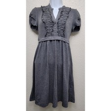 Speechless Gray Heathered Ruffled Pleated Bodice Mini Dress Small Lightweight